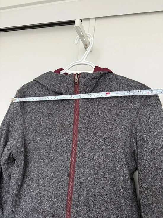 Reversible Maroon Hooded Rain Jacket with Gray Lining - Picture 7 of 8